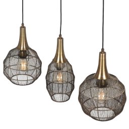 Trio Lighting Soraya linear hanging light, 3-bulb, beam, metal, antique brass