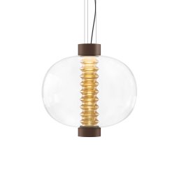 kdln LED pendant light Bolha, amber, Ø 40 cm, glass