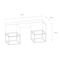 Lucide Rixt ceiling light, black, angular, two-bulb