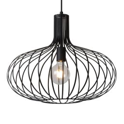 Lucide Manuela cage pendant light in black, 50 cm