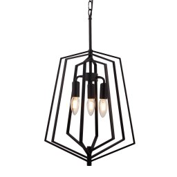 Searchlight Slinky hanging light, 3-bulb, black, Ø 35 cm