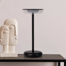 Näve LED rechargeable patio lamp Pasi black height 26cm metal touch