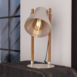 EGLO Cawton table lamp, height 38 cm, steel/brown, steel/wood