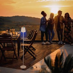 Briloner Coloris LED rechargeable floor lamp, white, RGB, dimmable, IP44, USB
