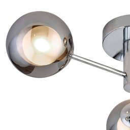 Searchlight Oscar ceiling light, chrome/smoke-coloured, glass, 3-bulb, G9