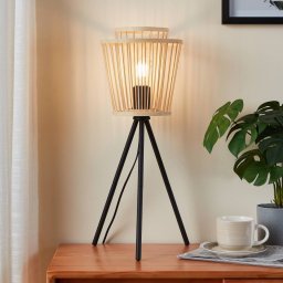 EGLO Hykeham table lamp, height 57 cm, natural/black, bamboo