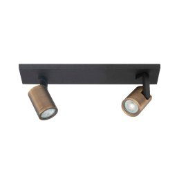 HighLight Halo downlight, black/brass burnished Length 40 cm 2-bulb.