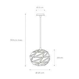 Lucide Malunga hanging light made of metal white and gold