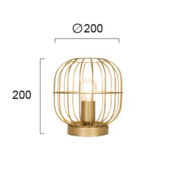 Viokef Zenith table lamp with a cage shape, gold