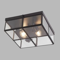 Searchlight Pisa ceiling light, glass shade, black