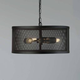 Searchlight Fishnet hanging light made of metal, black Ø 45 cm