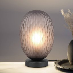 Trio Lighting Facette table lamp, smoky grey, height 29 cm, glass, E27