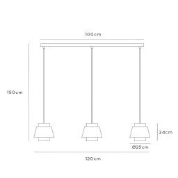 Lucide Tribute pendant light, 3-bulb, linear, textile, beige