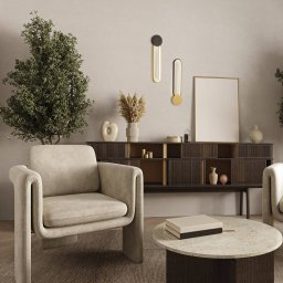 Zambelis LED wall light 23102, black, golden ring, aluminium