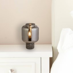 Searchlight X Vessel table lamp, grey / smoky grey, concrete, glass