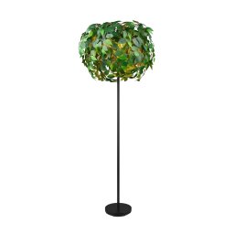 Reality Leuchten Leavy floor lamp, black/green, height 180 cm, 3-bulb