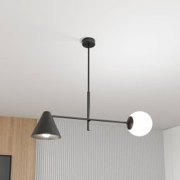 EMIBIG LIGHTING Hermes ceiling lamp, 2-bulb, black, glass, 70 cm, E14