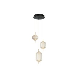 Viokef LED pendant light Pellucid, bronze colour/clear, 3-bulb