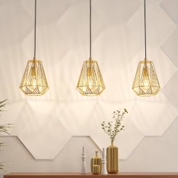 EGLO Stype hanging light, gold-coloured, length 96 cm, steel, 3-bulb.