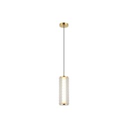 Viokef Irma LED hanging light, gold-coloured/clear