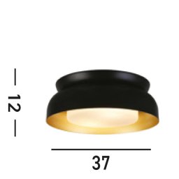 Searchlight Kendal ceiling light, black/gold, steel, glass