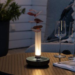 Konstsmide Biarritz LED table lamp IP54, battery CCT, silver