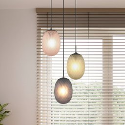 Trio Lighting Facette pendant light, multicoloured, Ø 43 cm, 3-bulb, glass