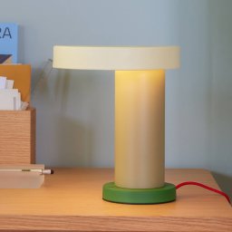 HÜBSCH Magic LED table lamp, ochre/sand/green, iron