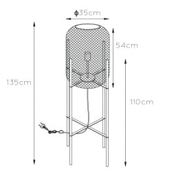 Lucide Mesh floor lamp with four legs, gold