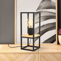 EGLO Libertad table lamp, height 35 cm, black/wood, steel