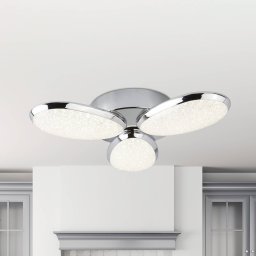 Searchlight Lori LED ceiling lamp, 3-bulb, Ø 44 cm, chrome/frosted, glass