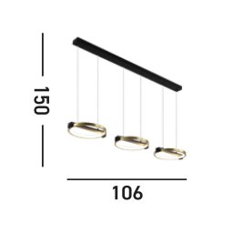 Searchlight Aerial LED pendant light, 3-bulb, brass/black, steel