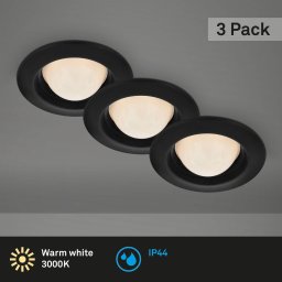 Briloner Carro LED recessed spotlight set of 3 3,000K black