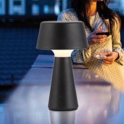 JUST LIGHT. GmbH JUST LIGHT. Abera black plastic IP54 LED rechargeable table lamp