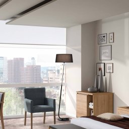 FARO BARCELONA Hotel floor lamp with a black fabric lampshade