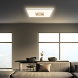 Briloner Toro LED ceiling light, matt chrome, 42x42 cm, plastic