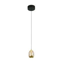 HighLight Golden Egg pendant light, amber/gold, Ø 13 cm, glass/metal
