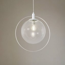 ALDEX Aura pendant light, white, metal, glass, clear, E27