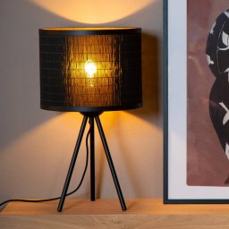 Lucide Tagalog table lamp made of bamboo, black, tripod