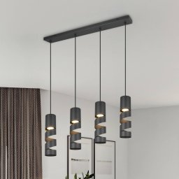 Trio Lighting Stream hanging light, black Length 80 cm 4-bulb metal GU10