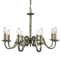 Searchlight Richmond chandelier antique brass, eight-bulb