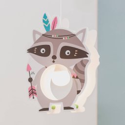 Elobra Little Indians pendant light, Oskar Raccoon, grey