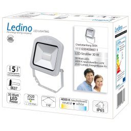 Ledino Charlottenburg LED spotlight silver 30 W 4,000 K