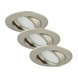 Briloner Set of 3 pivotable LED recessed lights Bert,nickel