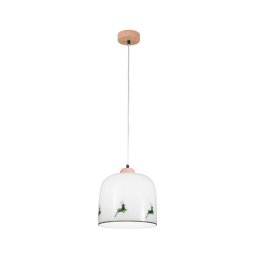 austrolux KOLARZ Chalet hanging light, white/deer green, Ø 25 cm, glass