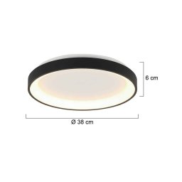 Steinhauer LED ceiling light Ringlede, black, height 6 cm, Ø 38 cm
