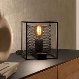 EGLO Catterick table lamp, black, cage lampshade