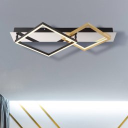 Globo Lesina LED ceiling light, 2-bulb, gold/black, aluminium