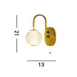 Searchlight LED wall light Allure brass-coloured, steel, acrylic, switch