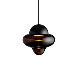 DESIGN BY US Nutty LED pendant light, brown / black, Ø 18.5 cm, glass